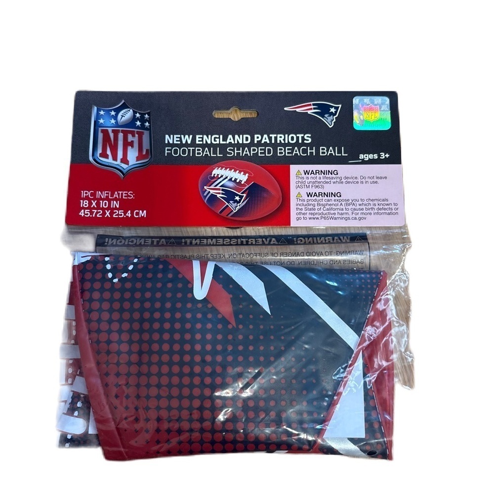 NFL New England Patriots Football Shaped Beach Ball - Red, Blue, White NEW